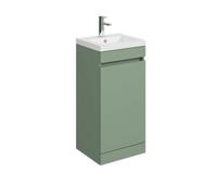 Balterley 400mm Floor Standing 1 Door Compact Unit With Polymarble Basin - Green