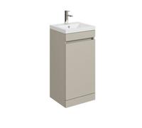 Balterley 400mm Floor Standing 1 Door Compact Unit With Polymarble Basin - Pebble Grey