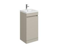 Balterley 400mm Floor Standing 1 Door Compact Unit with Polymarble Basin - Pebble Grey
