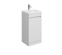 Balterley 400mm Floor Standing 1 Door Compact Unit with Polymarble Basin - White