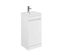 Balterley 400mm Floor Standing 1 Door Compact Unit With Polymarble Basin - White