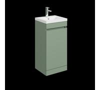 Balterley 400mm Floor Standing 1 Door Compact Unit With Polymarble Basin - Green