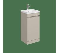 Balterley 400mm Floor Standing 1 Door Compact Unit With Polymarble Basin - Pebble Grey