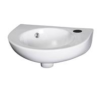 Balterley 430mm Bathroom Sink, Wall Hung Ceramic Round Bowl Bathroom Wash Basin Sink with Overflow, 1 Tap Hole, Wall Mounted Basin Sinks for Bathrooms and Cloakroom - 430 x 345 x 165mm (White)
