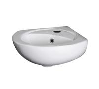Balterley 450mm Corner Bathroom Sink, Wall Hung Ceramic Round Bowl Bathroom Wash Basin Sink with Overflow, 1 Tap Hole, Wall Mounted Basin Sinks for Bathrooms and Cloakroom - 450 x 445 x 165mm (White)