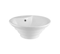 Balterley 460mm Countertop Vessel Bathroom Sink, Ceramic Round Bowl Bathroom Wash Basin Sink with Overflow, 1 Tap Hole, Countertop Basin Sinks for Bathrooms and Cloakroom - 460 x 460 x 195mm (White)