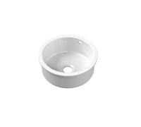 Balterley 460mm White Kitchen Sink, Round Undermount Single Bowl with Overflow Hole, Durable Fireclay Ceramic Kitchen Sink Bowl, Undermount Sinks for Kitchens - 460 x 460 x 191mm (Glossy White)