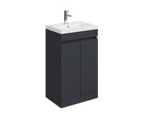 Balterley 500mm Floor Standing 2 Door Compact Unit with Polymarble Basin - Dark Grey