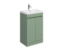 Balterley 500mm Floor Standing 2 Door Compact Unit With Polymarble Basin - Green