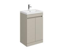 Balterley 500mm Floor Standing 2 Door Compact Unit with Polymarble Basin - Pebble Grey