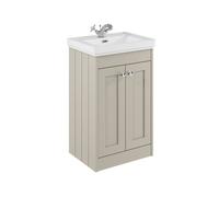 Balterley 500mm Floor Standing 2 Door Unit With Classic Basin 1 Tap Hole - Pebble Grey