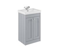 Balterley 500mm Floor Standing 2 Door Unit With Classic Basin 1 Tap Hole - Satin Grey