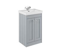 Balterley Butterton 500mm Floor Standing 2 Door Unit With Classic Basin 1 Tap Hole - Satin Grey