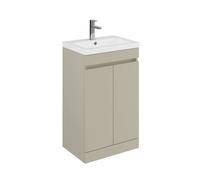 Balterley 500mm Floor Standing 2 Door Compact Unit With Polymarble Basin - Pebble Grey