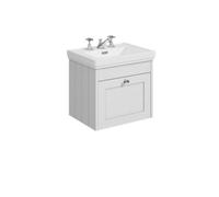 Balterley 500mm Wall Hung 1 Drawer Unit With Classic Basin 3 Tap Hole - Satin White