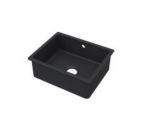 Balterley 548mm Black Kitchen Sink, Rectangular Undermount Single Bowl with Overflow Hole, Durable Fireclay Ceramic Kitchen Sink Bowl, Undermount Sinks for Kitchens - 548 x 442 x 197mm (Matt Black)