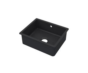 Balterley 548mm Black Kitchen Sink, Rectangular Undermount Single Bowl with Overflow Hole, Durable Fireclay Ceramic Kitchen Sink Bowl, Undermount Sinks for Kitchens - 548 x 442 x 197mm (Matt Black)