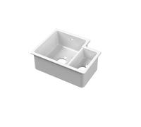 Balterley 549mm White Kitchen Sink, Left Hand Undermount Double Bowl with Overflow Hole, Durable Fireclay Ceramic Kitchen Sink Bowl, Undermount Sinks for Kitchens - 549 x 441 x 195mm (Glossy White)