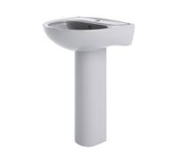 Balterley 550mm Bathroom Sink, Full Pedestal Ceramic Round Bowl Bathroom Wash Basin Sink with Overflow, 1 Tap Hole, Floor Standing Basin Sinks for Cloakroom - 550 x 480 x 840mm (White)