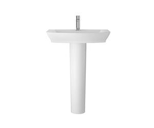 Balterley 550mm Bathroom Sink, Full Pedestal Ceramic Soft Square Bowl Bathroom Wash Basin Sink with Overflow, 1 Tap Hole, Floor Standing Basin Sinks for Cloakroom - 550 x 465 x 820mm (White)