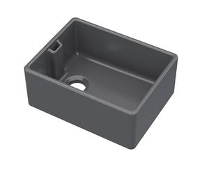 Balterley 595mm Belfast Kitchen Sink Single Bowl with Built-in Weir Style Overflow, Durable Belfast Fireclay Ceramic Kitchen Sink Bowl, Reversible Farmhouse Sinks - 595 x 455 x 245mm (Matt Black)