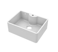 Balterley 595mm Butler White Kitchen Sink, Single Bowl with Tap Ledge, Tap Hole & Overflow Hole, Durable Butler Fireclay Ceramic Kitchen Sink Bowl, Apron Front Sinks - 595 x 450 x 220mm (White)