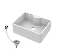 Balterley 595mm - Single Bowl Fireclay Butler Kitchen Sink - Ledge , Overflow & Waste