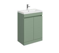 Balterley 600mm Floor Standing 2 Door Compact Unit with Polymarble Basin - Green