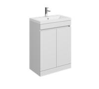 Balterley 600mm Floor Standing 2 Door Compact Unit with Polymarble Basin - White