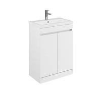 Balterley 600mm Floor Standing 2 Door Compact Unit With Polymarble Basin - White