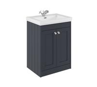 Balterley 600mm Floor Standing 2 Door Unit With Classic Basin 1 Tap Hole - Satin Dark Grey
