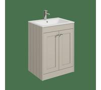 Balterley Butterton 600mm Floor Standing 2 Door Unit With Stone Basin 1 Tap Hole - Pebble Grey
