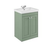 Balterley 600mm Floor Standing 2 Door Unit With Classic Basin 1 Tap Hole - Satin Green