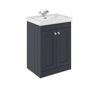 Balterley 600mm Floor Standing 2 Door Unit With Classic Basin 1 Tap Hole - Satin Dark Grey