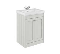 Balterley 600mm Floor Standing 2 Door Unit With Classic Basin 1 Tap Hole - Satin White