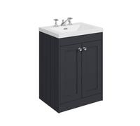 Balterley 600mm Floor Standing 2 Door Unit With Minimalist Basin 3 Tap Hole - Satin Dark Grey
