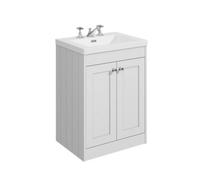 Balterley 600mm Floor Standing 2 Door Unit With Minimalist Basin 3 Tap Hole - Satin White