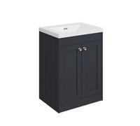 Balterley 600mm Floor Standing 2 Door Unit With Minimalist Basin No Tap Hole - Satin Dark Grey