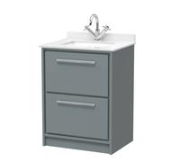 Balterley 600mm Floor Standing 2 Drawer with Marble Worktop Basin - Coastal Grey Balterley Grey