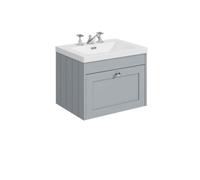 Balterley 600mm Wall Hung 1 Drawer Unit With Minimalist Basin 3 Tap Hole - Satin Grey