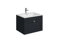 Balterley 600mm Wall Hung 1 Drawer Unit With Stone Basin 1 Tap Hole - Satin Dark Grey