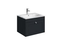 Balterley 600mm Wall Hung 1 Drawer Unit With Stone Basin 1 Tap Hole, Satin Dark Grey