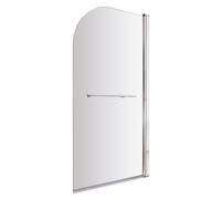 Balterley 790 x 1430mm Bath Shower Screen, Round Corner Shower Screens for Baths with Towel Rail, 6mm Toughened Safety Bath Door Screen, 180° Pivot Reversible Door Screens for Straight Baths (Chrome)