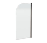 Contemporary 6mm Toughened Safety Glass Round Bath Screen - 1430 x 790 x 55mm - Brushed Pewter