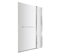 Balterley 998 x 1433mm Bath Shower Screen, Rectangular Shower Screens for Baths with Fixed Panel & Towel Rail, 6mm Toughened Safety Bath Door Screen, 180° Pivot Double Panel Reversible Door (Chrome)