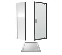 Balterley Ruwa Pivot Suite & 6mm Glass 900x900mm Tray, Door & Side Panel Black Balterley Black