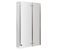 6mm Toughened Safety Glass Reversible L-Shaped Bath Screen - Chrome Profile, Double Hinged - BBSCBS3
