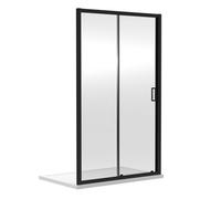 6mm Toughened Safety Glass Reversible Sliding Shower Door - 1400mm - Black