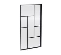 Balterley 790 x 1430mm Bath Shower Screen, Rectangular Block Framed Shower Screens for Baths, 6mm Toughened Safety Bath Door Screen, 180° Pivot Reversible Door Screens for Straight Baths (Black)