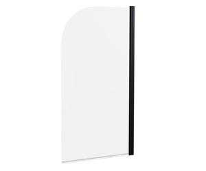 Balterley 790 x 1430mm Bath Shower Screen, Round Corner Shower Screens for Baths, 6mm Toughened Safety Bath Door Screen, 180° Pivot Reversible Door Screens for Straight Baths (Black)